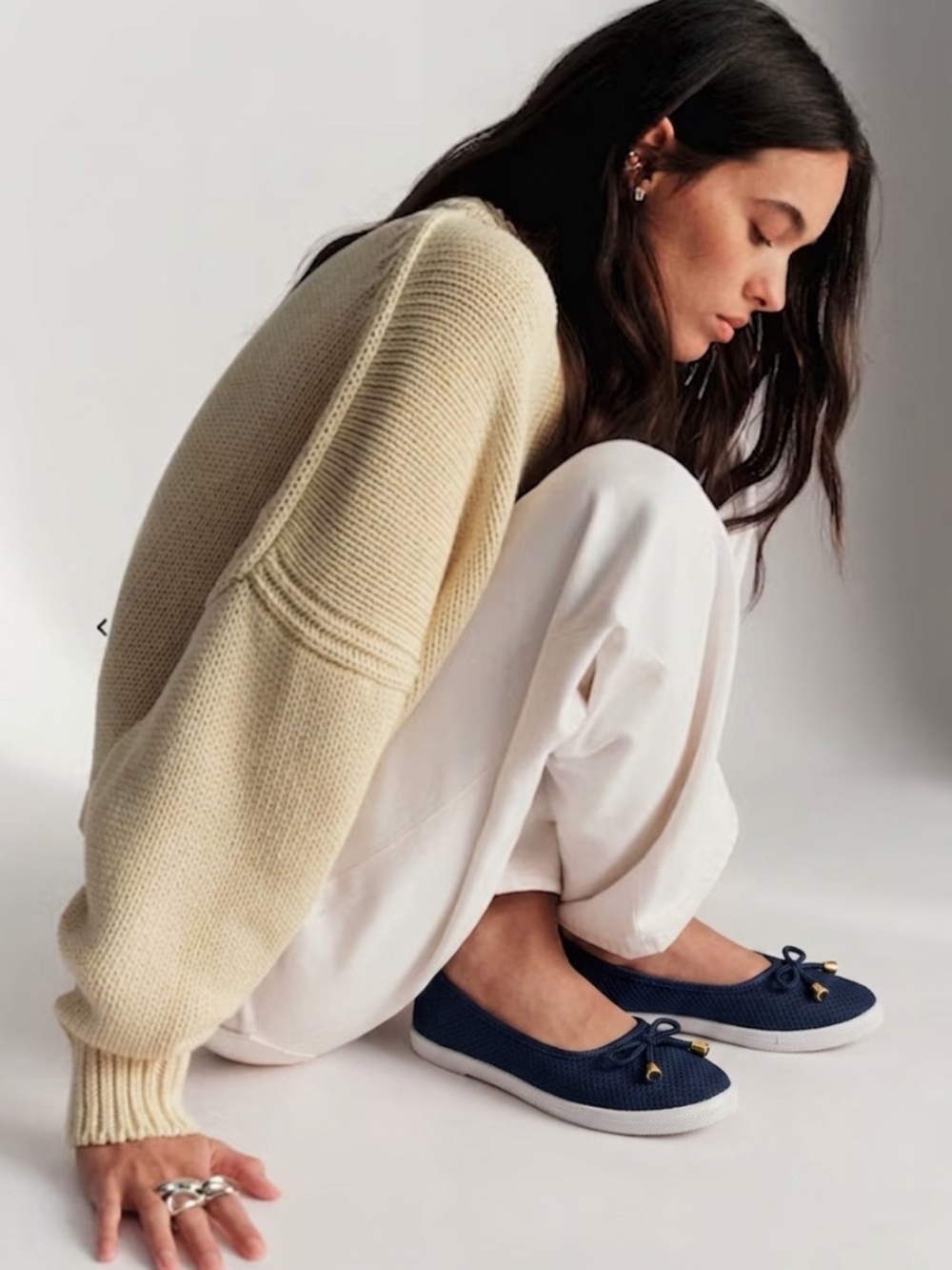 💙 BRAND NEW: Kauai Navy Blue Woven Bell-Charm Ballet Flats 💙
